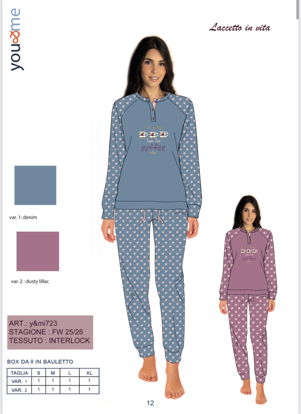 PIGIAMA DONNA SERAFINO INTERLOCK YMI723 Y&M 8 PIGIAMA DONNA SERAFINO INTERLOCK YMI723 Y&M