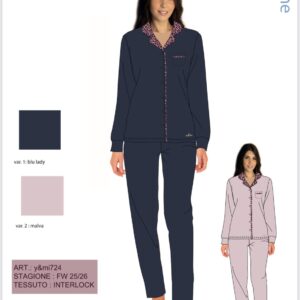 PIGIAMA DONNA SERAFINO INTERLOCK YMI724 Y&M