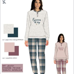 PIGIAMA DONNA SERAFINO INTERLOCK YMI721 Y&M