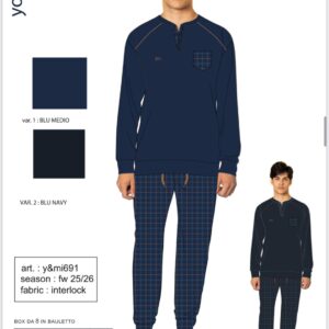 PIGIAMA UOMO SERAFINO INTERLOCK YMI691 Y&M