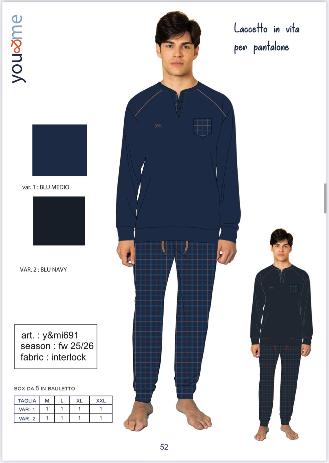 PIGIAMA UOMO SERAFINO INTERLOCK YMI691 Y&M 7 PIGIAMA UOMO SERAFINO INTERLOCK YMI691 Y&M