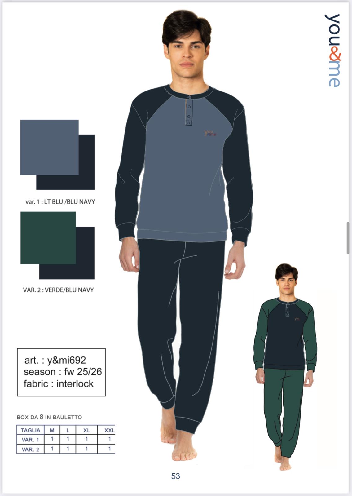 PIGIAMA UOMO SERAFINO INTERLOCK YMI692 Y&M 5 PIGIAMA UOMO SERAFINO INTERLOCK YMI692 Y&M