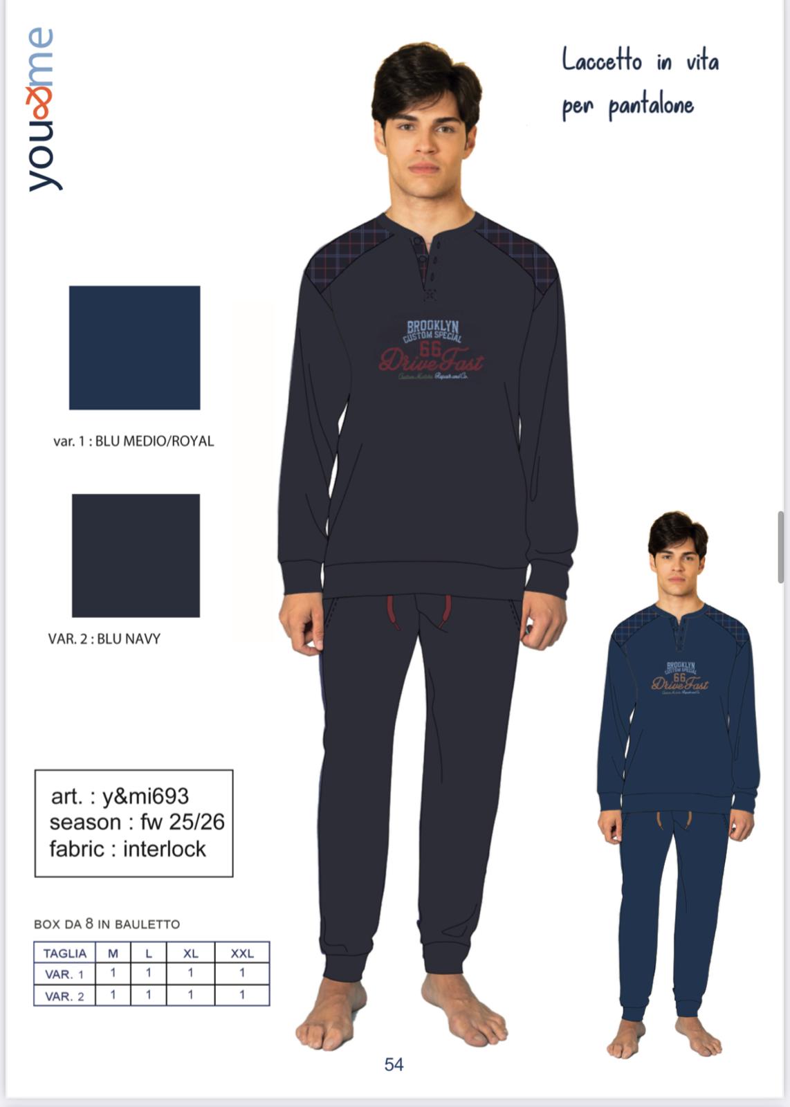 PIGIAMA UOMO SERAFINO INTERLOCK YMI693 Y&M 6 PIGIAMA UOMO SERAFINO INTERLOCK YMI693 Y&M