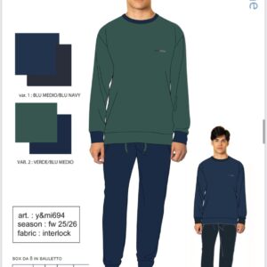 PIGIAMA UOMO SERAFINO INTERLOCK YMI694 Y&M