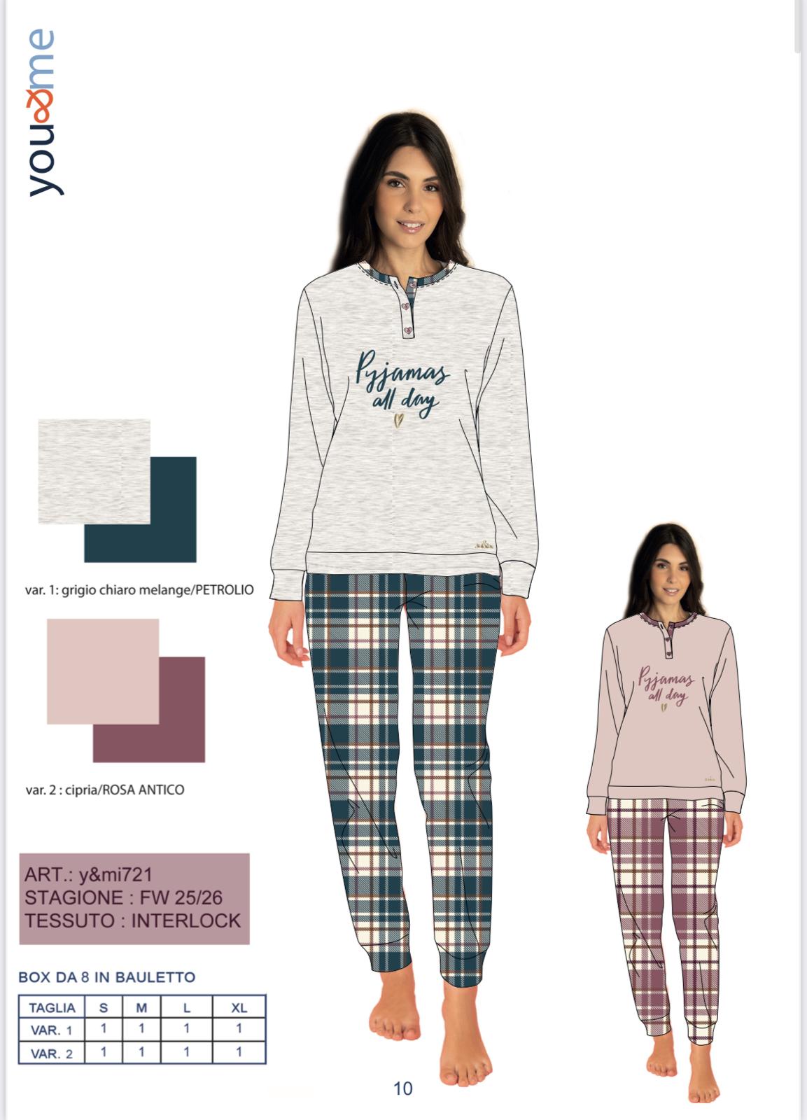 PIGIAMA DONNA SERAFINO INTERLOCK YMI721 Y&M 4 PIGIAMA DONNA SERAFINO INTERLOCK YMI721 Y&M