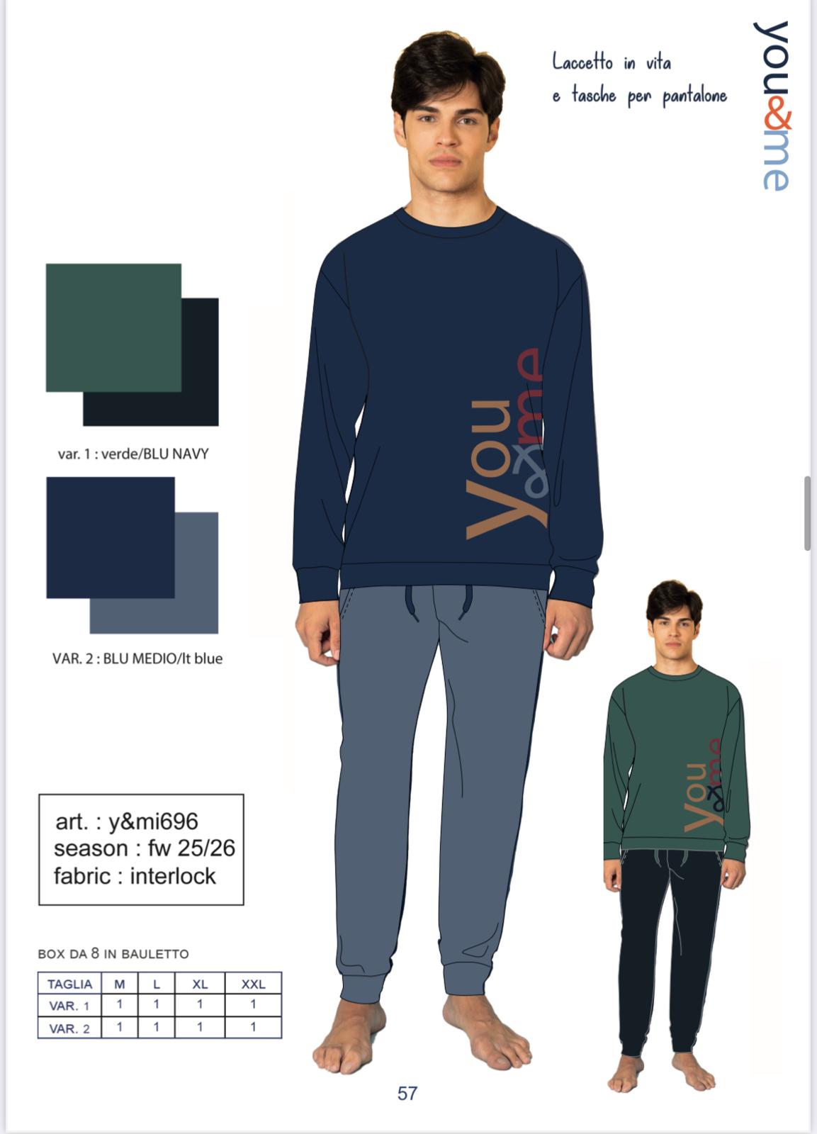 PIGIAMA UOMO SERAFINO INTERLOCK YMI696 Y&M 15 PIGIAMA UOMO SERAFINO INTERLOCK YMI696 Y&M